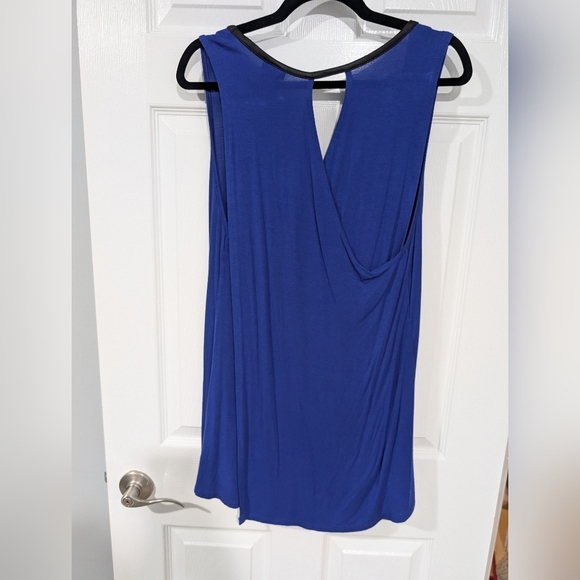Torrid Colbat Blue with Faux Black Leather Trim Sleeveless Top in Size 2 (18/20) - Picture 8 of 8